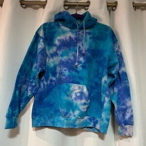 Exist men’s Hoodie Sweater blue tie dye L baggy streetwear skater Y2K inspired